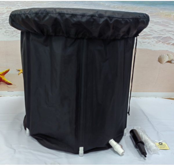 HOROW 33.5 in. x 29.5 in. Black Foldable Adult Air Bathtub, Outdoor